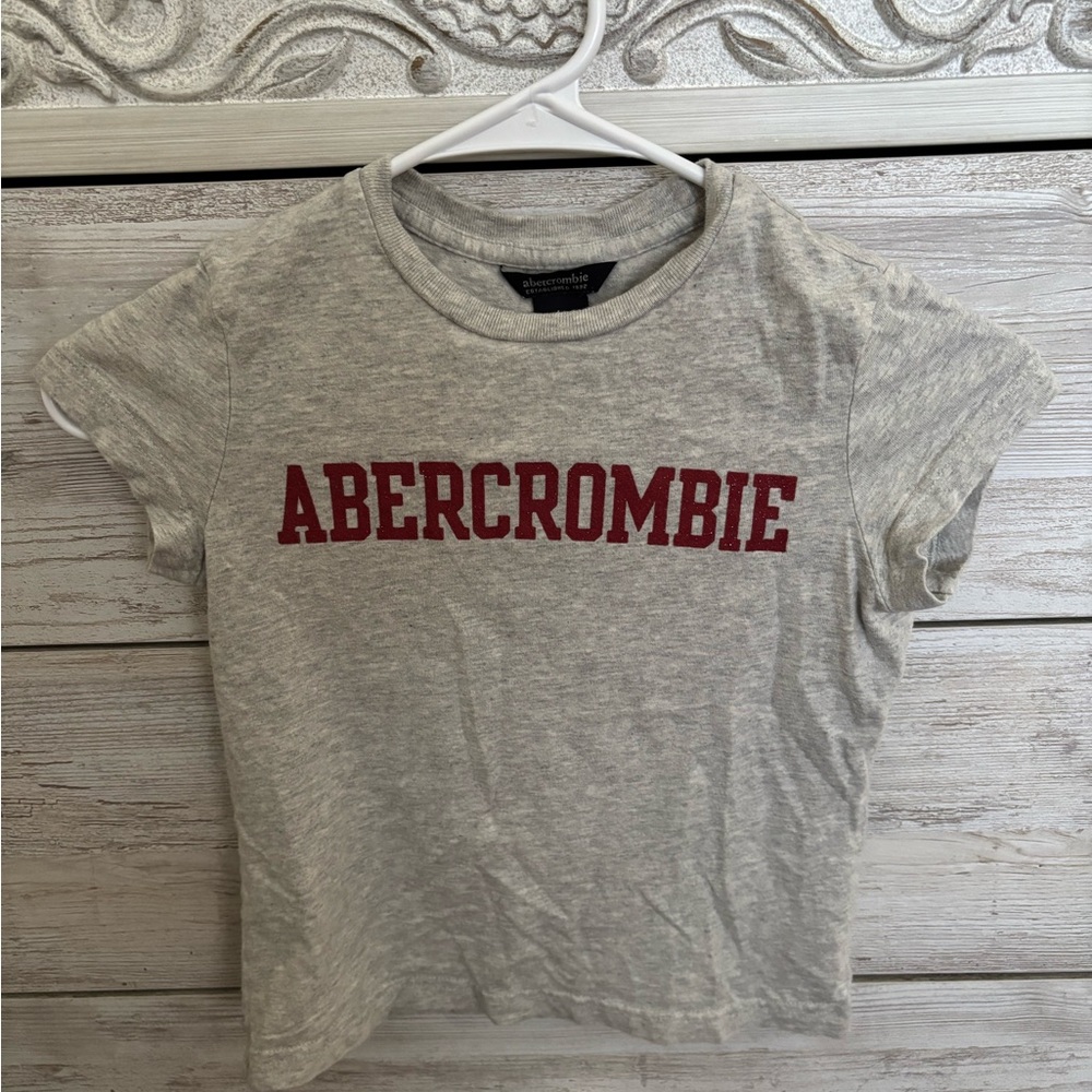 Abercrombie & Fitch Heather Gray Tee with Red Logo